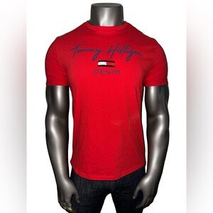 Tommy Hilfiger Denim Men’s Large Red Script Logo T-Shirt